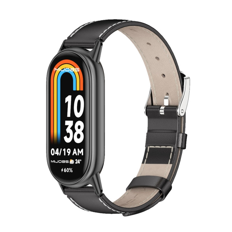 For Xiaomi Mi Band 8 / 9 / 9 NFC Mijobs Genuine Leather Watch Band(Black) - Watch Bands by MIJOBS | Online Shopping South Africa | PMC TechLife | Buy Now Pay Later Mobicred