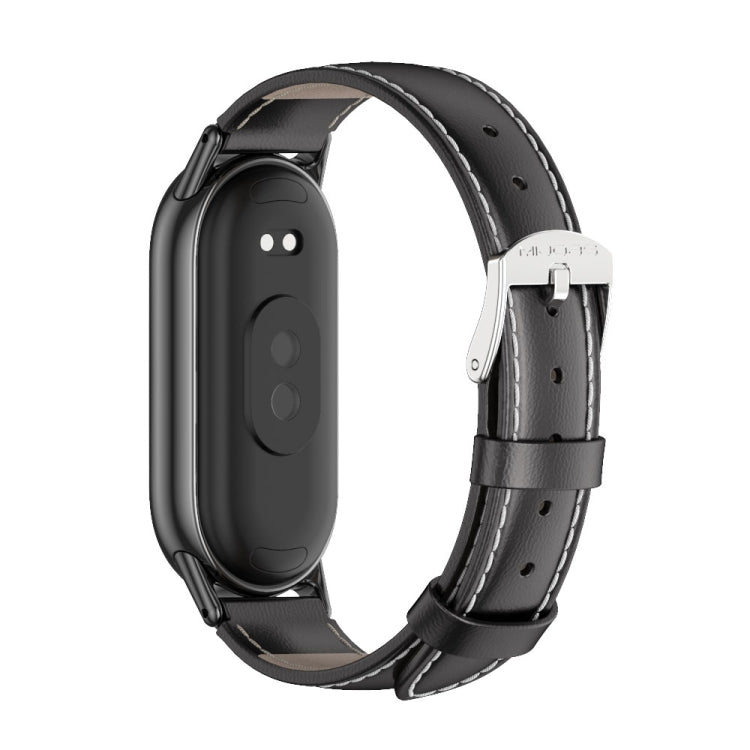 For Xiaomi Mi Band 8 / 9 / 9 NFC Mijobs Genuine Leather Watch Band(Black) - Watch Bands by MIJOBS | Online Shopping South Africa | PMC TechLife | Buy Now Pay Later Mobicred