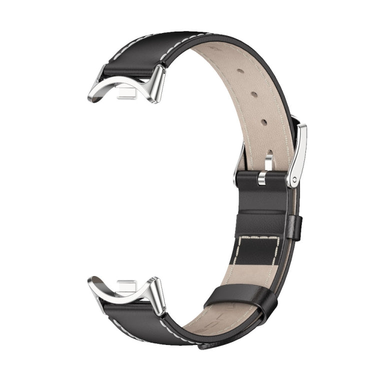 For Xiaomi Mi Band 8 Mijobs Genuine Leather Watch Band(Black Silver) -  by MIJOBS | Online Shopping South Africa | PMC Jewellery
