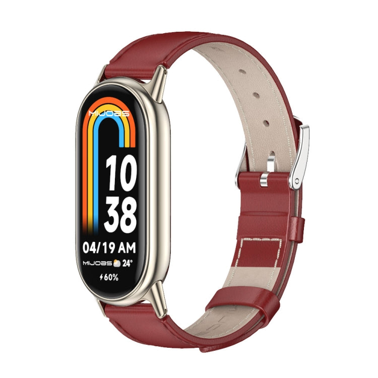 For Xiaomi Mi Band 8 / 9 / 9 NFC Mijobs Genuine Leather Watch Band(Red Light Gold) - Watch Bands by MIJOBS | Online Shopping South Africa | PMC TechLife | Buy Now Pay Later Mobicred