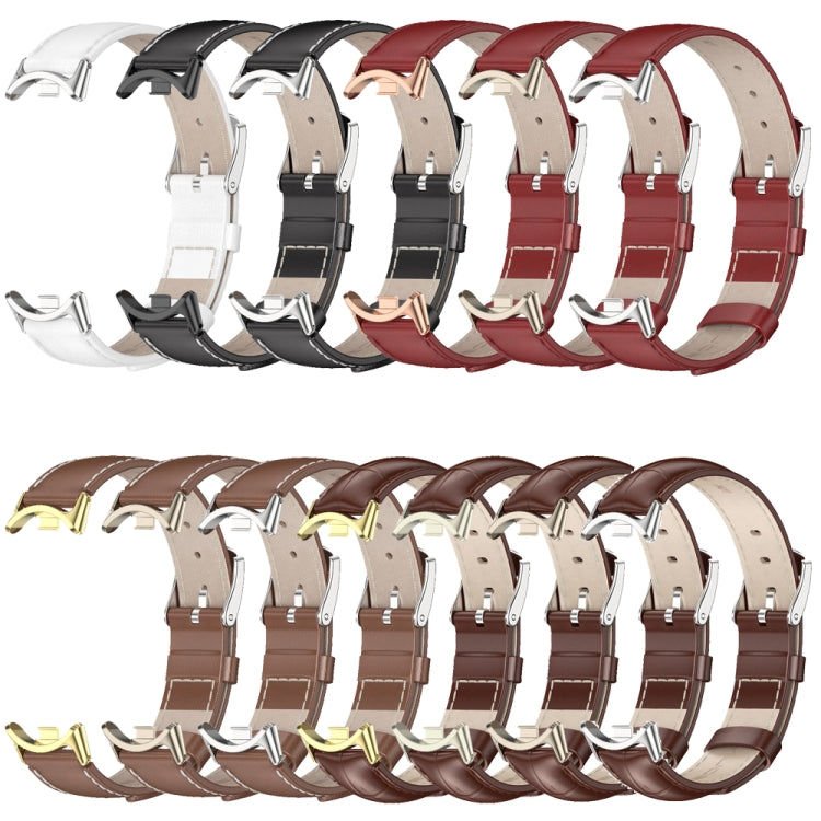 For Xiaomi Mi Band 8 / 9 / 9 NFC Mijobs Genuine Leather Watch Band(Black Silver) - Watch Bands by MIJOBS | Online Shopping South Africa | PMC TechLife | Buy Now Pay Later Mobicred