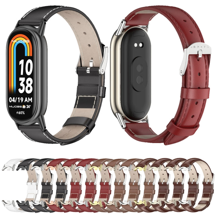 For Xiaomi Mi Band 8 / 9 / 9 NFC Mijobs Genuine Leather Watch Band(Black) - Watch Bands by MIJOBS | Online Shopping South Africa | PMC TechLife | Buy Now Pay Later Mobicred