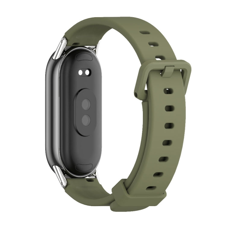 For Xiaomi Mi Band 8 / 9 / 9 NFC Mijobs Silicone Breathable Watch Band(Army Green+Silver) - Watch Bands by MIJOBS | Online Shopping South Africa | PMC TechLife | Buy Now Pay Later Mobicred