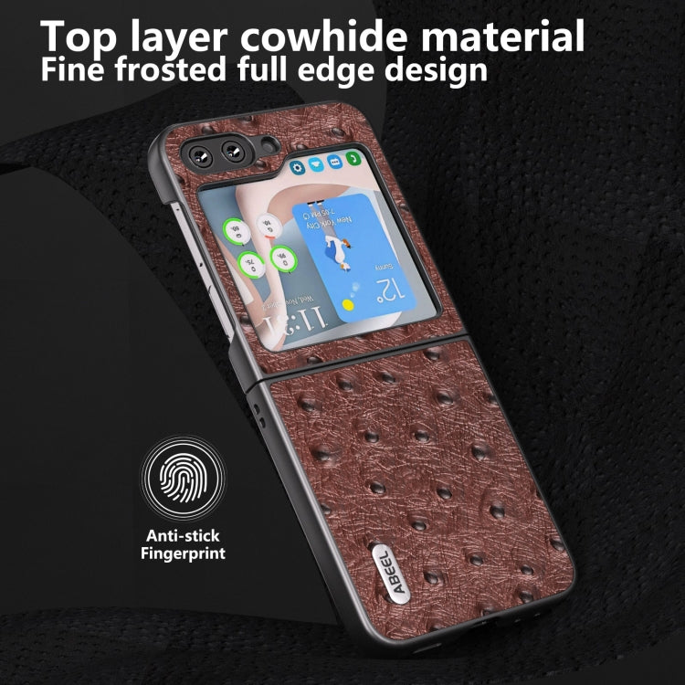 For Samsung Galaxy Z Flip5 ABEEL Genuine Leather Ostrich Texture Phone Case(Coffee) - free shipping - PMC TechLife - Order now!