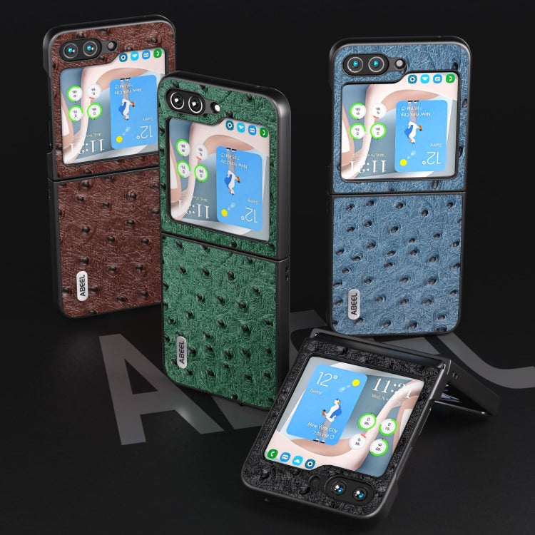 For Samsung Galaxy Z Flip5 ABEEL Genuine Leather Ostrich Texture Phone Case(Coffee) - free shipping - PMC TechLife - Order now!