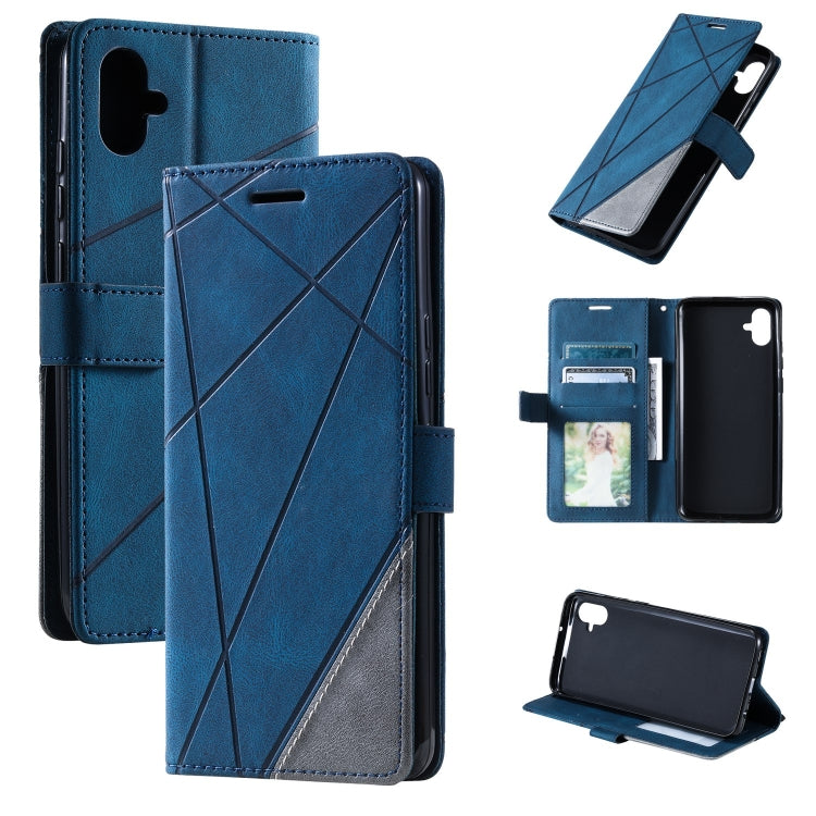 For Samsung Galaxy A04e /F04 Skin Feel Splicing Leather Phone Case(Blue) - free shipping - PMC TechLife - Order now!