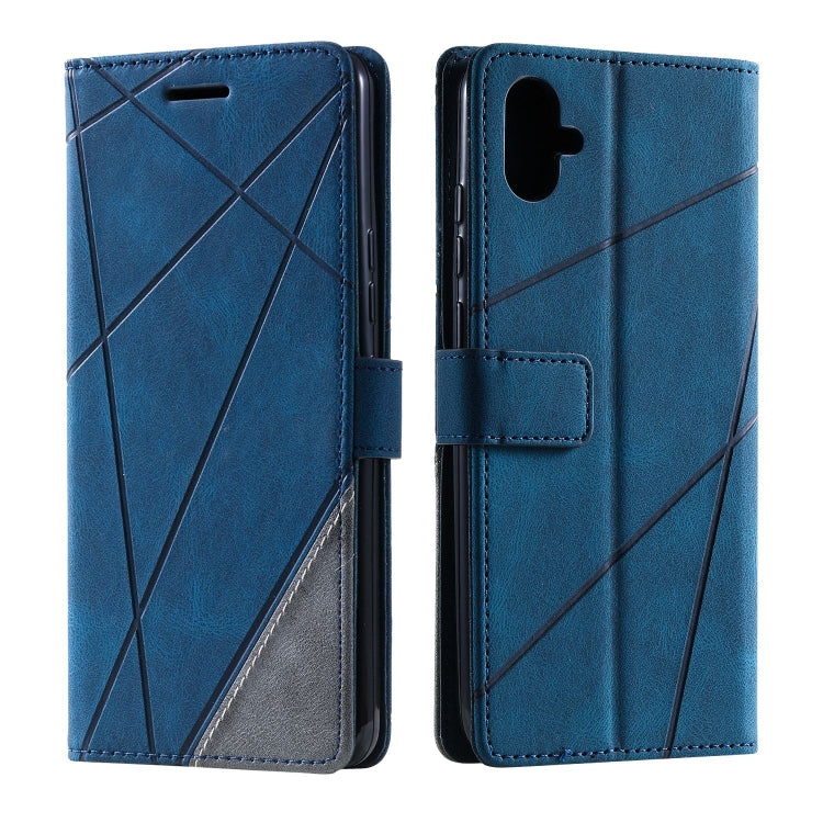 For Samsung Galaxy A04e /F04 Skin Feel Splicing Leather Phone Case(Blue) - free shipping - PMC TechLife - Order now!