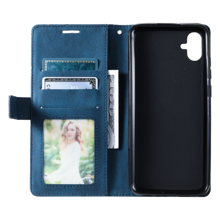For Samsung Galaxy A04e /F04 Skin Feel Splicing Leather Phone Case(Blue) - free shipping - PMC TechLife - Order now!