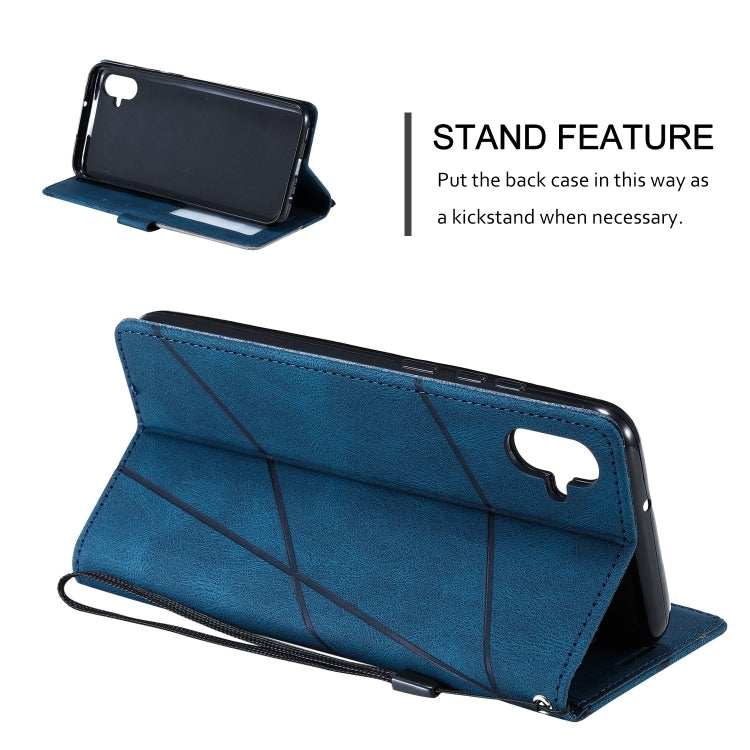 For Samsung Galaxy A04e /F04 Skin Feel Splicing Leather Phone Case(Blue) - free shipping - PMC TechLife - Order now!