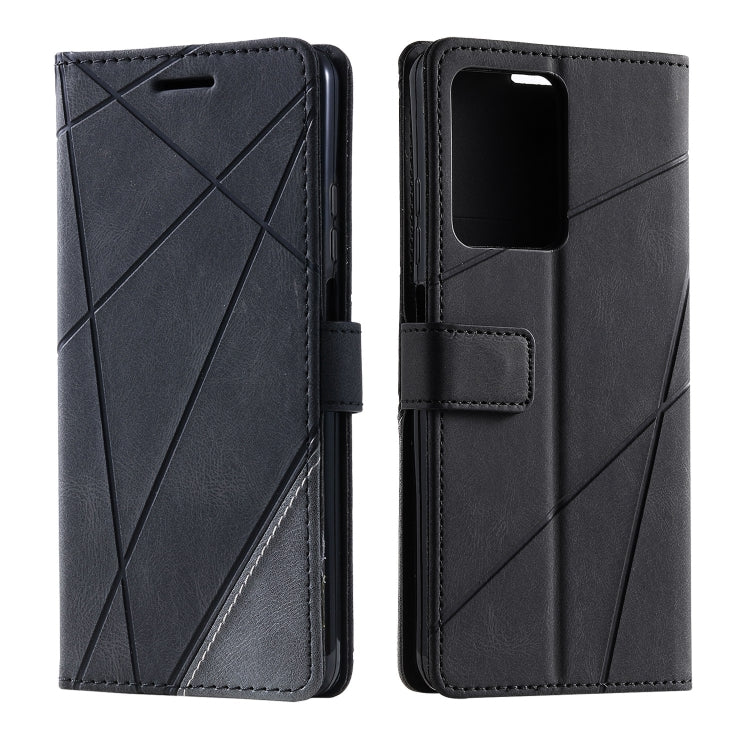 For Redmi Note 12 5G Skin Feel Splicing Horizontal Flip Leather Phone Case(Black) - free shipping - PMC TechLife - Order now!
