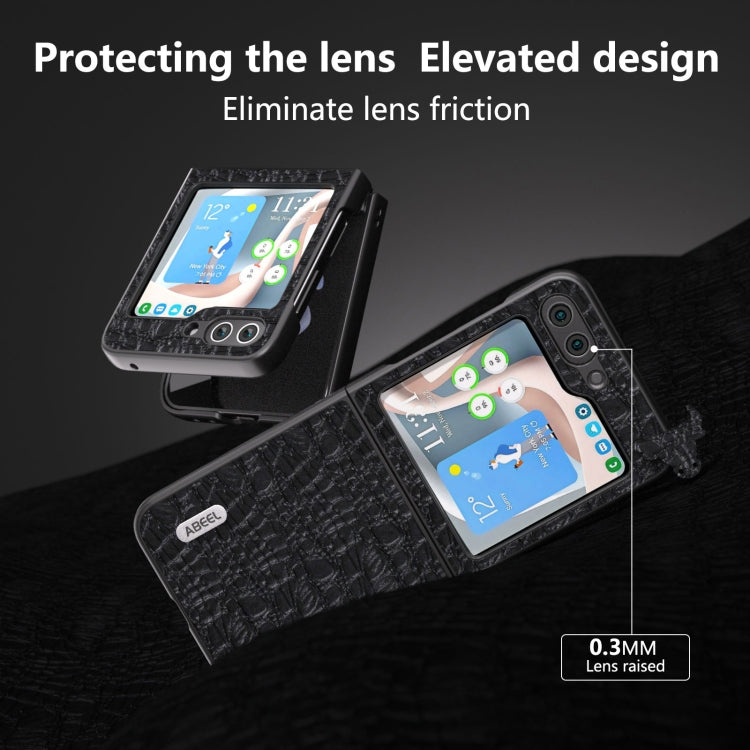 For Samsung Galaxy Z Flip5 ABEEL Genuine Leather Sky Series Black Edge Phone Case(Black) - free shipping - PMC TechLife - Order now!