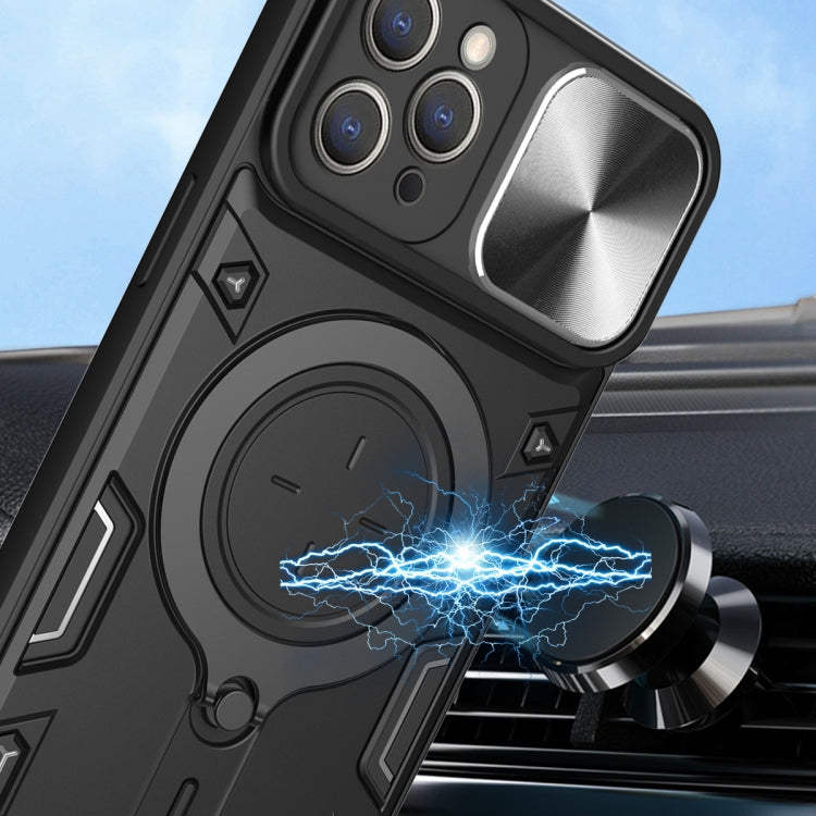 For iPhone 11 Pro Max CD Texture Sliding Camshield Magnetic Holder Phone Case(Silver) - free shipping - PMC TechLife - Order now!