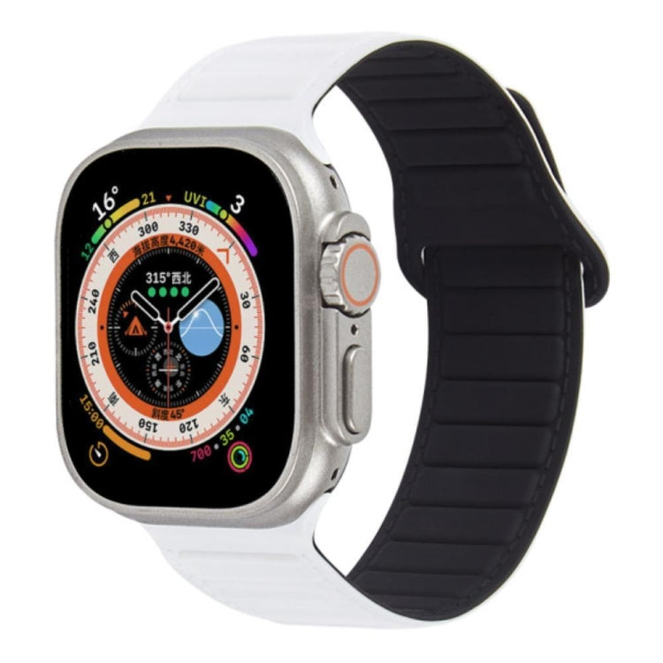 For Apple Watch 7 45mm Loop Magnetic Silicone Watch Band(White Black) - Watch Bands by PMC TechLife | Online Shopping South Africa | PMC TechLife