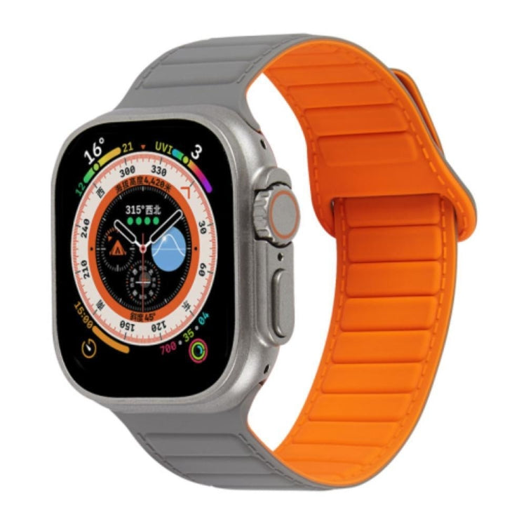 For Apple Watch 7 45mm Loop Magnetic Silicone Watch Band(Grey Orange) - Watch Bands by PMC TechLife | Online Shopping South Africa | PMC TechLife