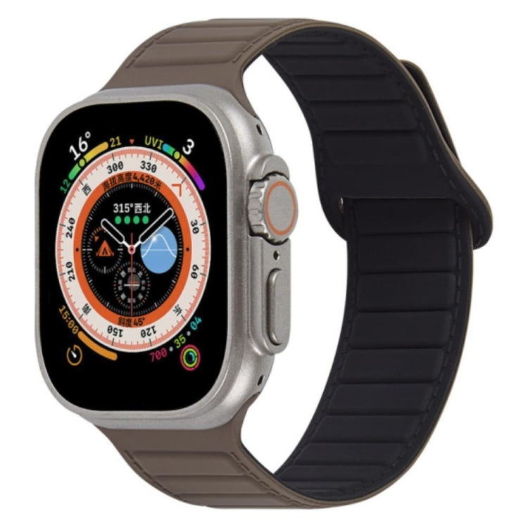 For Apple Watch 7 45mm Loop Magnetic Silicone Watch Band(Coffee Black) - Watch Bands by PMC Jewellery | Online Shopping South Africa | PMC Jewellery