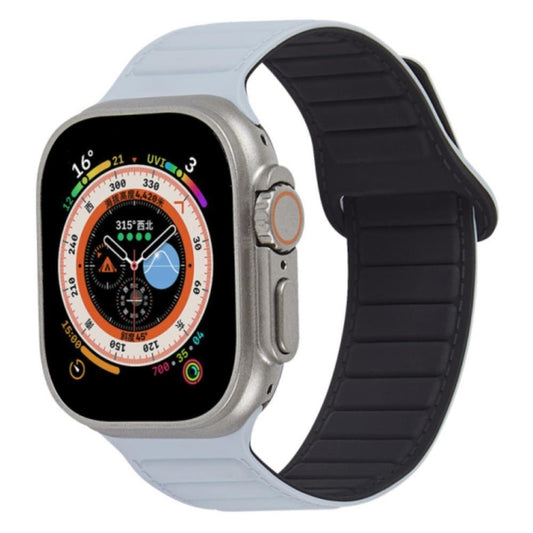 For Apple Watch SE 2022 40mm Loop Magnetic Silicone Watch Band(Grey Black) - Watch Bands by PMC Jewellery | Online Shopping South Africa | PMC Jewellery