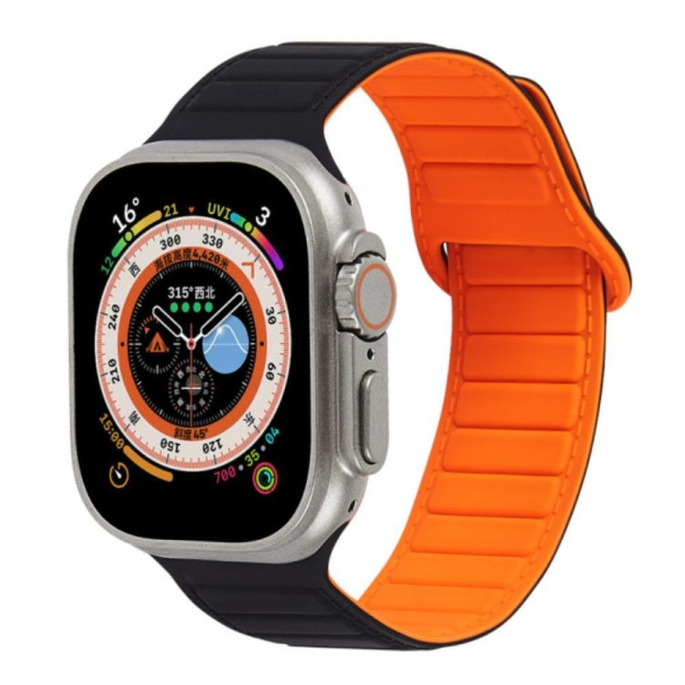 For Apple Watch 5 44mm Loop Magnetic Silicone Watch Band(Black Orange) - Watch Bands by PMC TechLife | Online Shopping South Africa | PMC TechLife