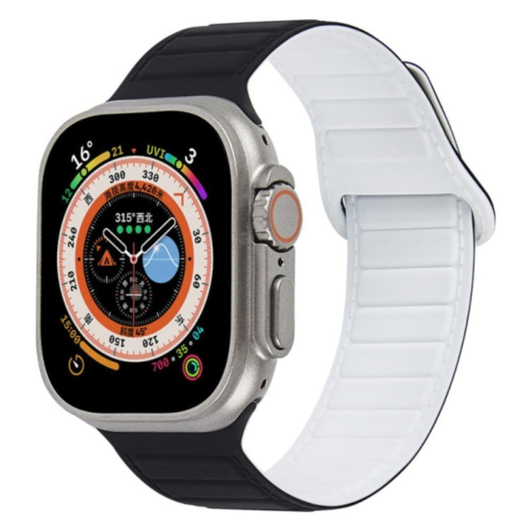 For Apple Watch 3 42mm Loop Magnetic Silicone Watch Band(Black White) - Watch Bands by PMC TechLife | Online Shopping South Africa | PMC TechLife