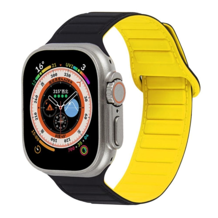 For Apple Watch 3 42mm Loop Magnetic Silicone Watch Band(Black Yellow) - Watch Bands by PMC TechLife | Online Shopping South Africa | PMC TechLife