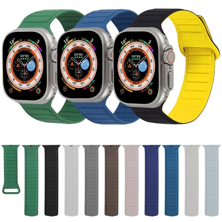 For Apple Watch SE 2022 44mm Loop Magnetic Silicone Watch Band(Grey Orange) - Watch Bands by PMC TechLife | Online Shopping South Africa | PMC TechLife