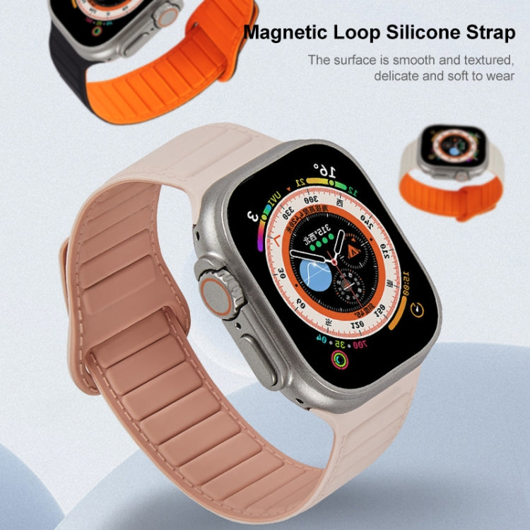 For Apple Watch SE 40mm Loop Magnetic Silicone Watch Band(Black Orange) - Watch Bands by PMC Jewellery | Online Shopping South Africa | PMC Jewellery