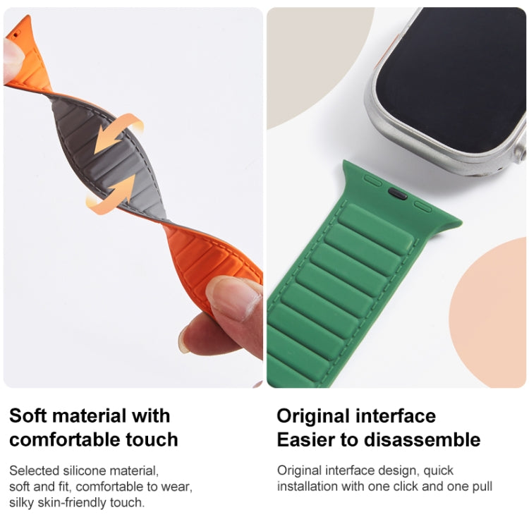 For Apple Watch 42mm Loop Magnetic Silicone Watch Band(Grey Orange) - Watch Bands by PMC Jewellery | Online Shopping South Africa | PMC Jewellery