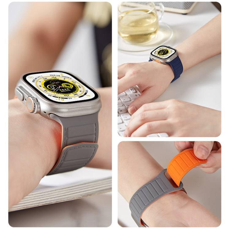 For Apple Watch 3 38mm Loop Magnetic Silicone Watch Band(Black Yellow) - Watch Bands by PMC Jewellery | Online Shopping South Africa | PMC Jewellery