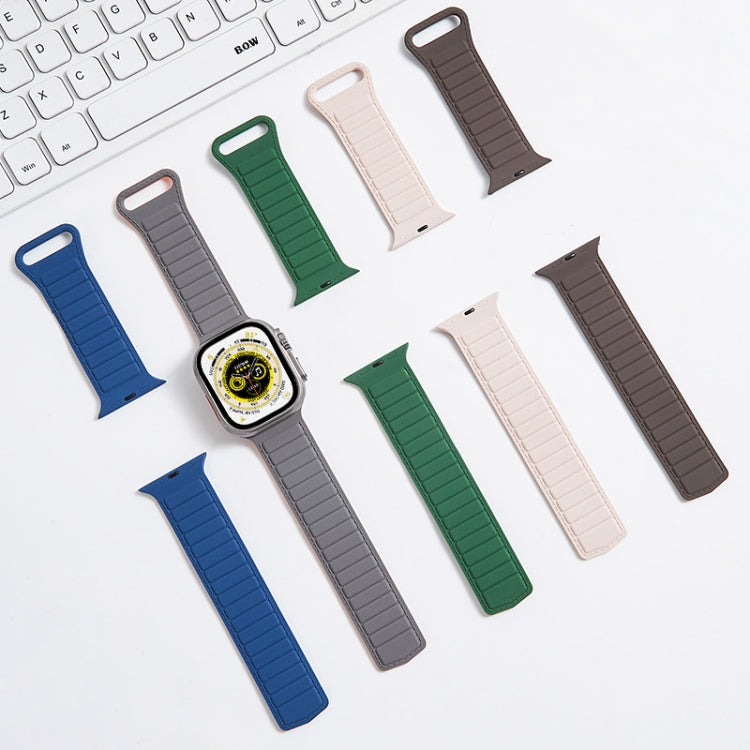 For Apple Watch 4 44mm Loop Magnetic Silicone Watch Band(Grey Orange) - Watch Bands by PMC Jewellery | Online Shopping South Africa | PMC Jewellery