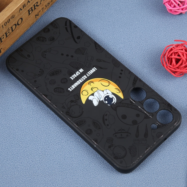 For Samsung Galaxy A73 5G Astronaut Pattern Silicone Straight Edge Phone Case(Lovely Astronaut-Black) - free shipping - PMC TechLife - Order now!