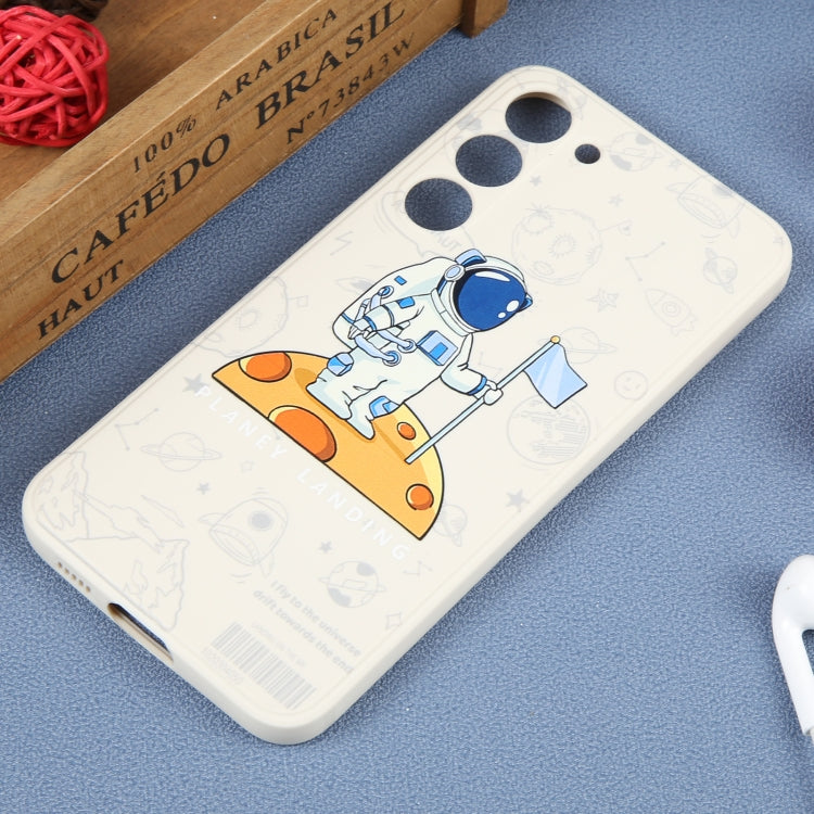 For Samsung Galaxy A73 5G Astronaut Pattern Silicone Straight Edge Phone Case(Planet Landing-White) - free shipping - PMC TechLife - Order now!