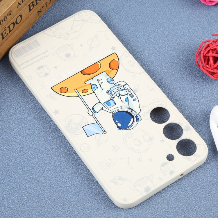 For Samsung Galaxy A73 5G Astronaut Pattern Silicone Straight Edge Phone Case(Planet Landing-White) - free shipping - PMC TechLife - Order now!