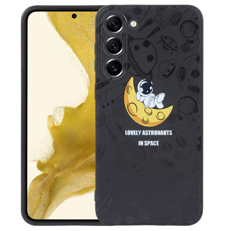 For Samsung Galaxy A12 Astronaut Pattern Silicone Straight Edge Phone Case(Lovely Astronaut-Black) - free shipping - PMC TechLife - Order now!