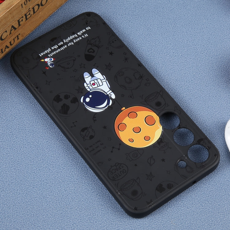 For Samsung Galaxy A12 Astronaut Pattern Silicone Straight Edge Phone Case(Planet Landing-Black) - free shipping - PMC TechLife - Order now!