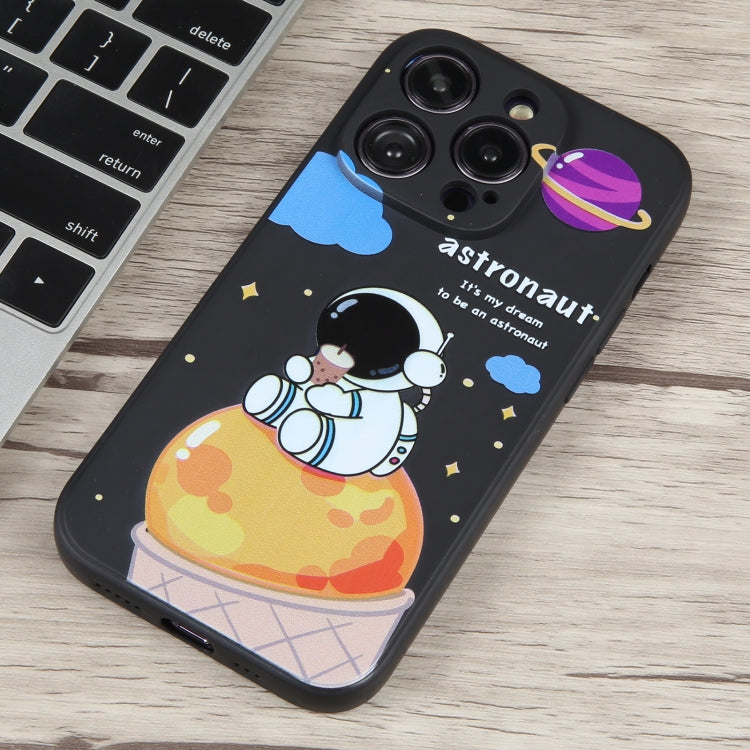 For iPhone 11 Pro Max Milk Tea Astronaut Pattern Liquid Silicone Phone Case(Ivory Black) - free shipping - PMC TechLife - Order now!
