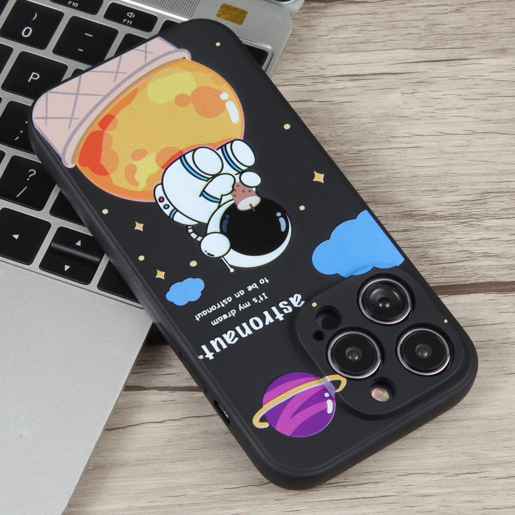 For iPhone 11 Milk Tea Astronaut Pattern Liquid Silicone Phone Case(Ivory Black) - free shipping - PMC TechLife - Order now!