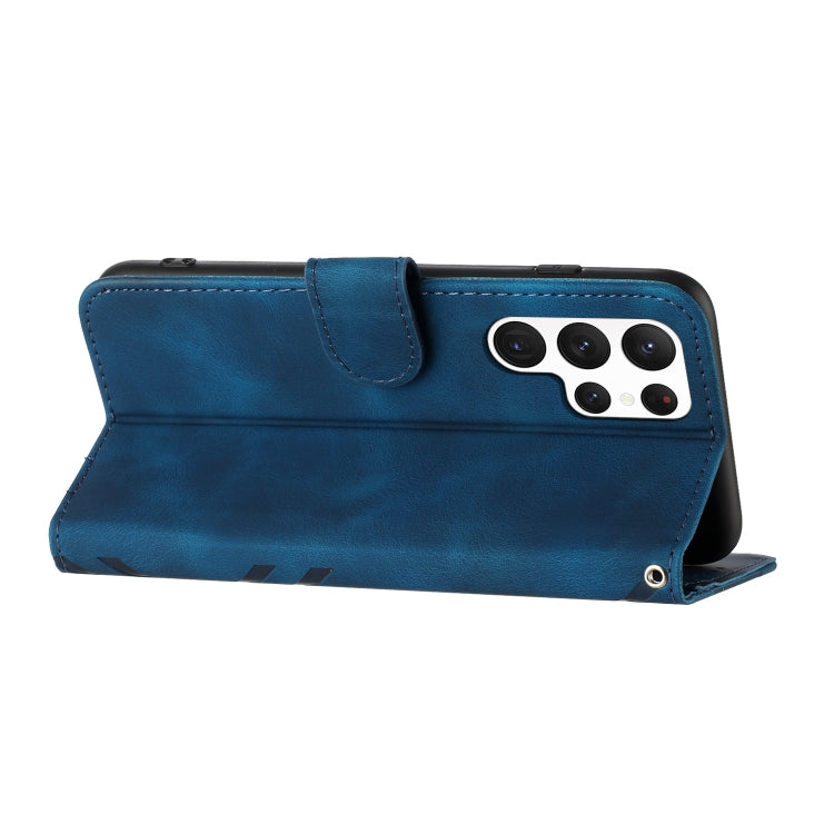 For Samsung Galaxy S22 Ultra 5G Line Pattern Skin Feel Leather Phone Case(Royal Blue) - free shipping - PMC TechLife - Order now!