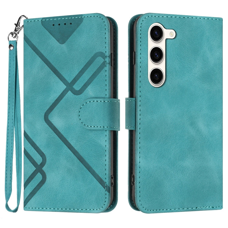 For Samsung Galaxy S23 5G Line Pattern Skin Feel Leather Phone Case(Light Blue) - free shipping - PMC TechLife - Order now!