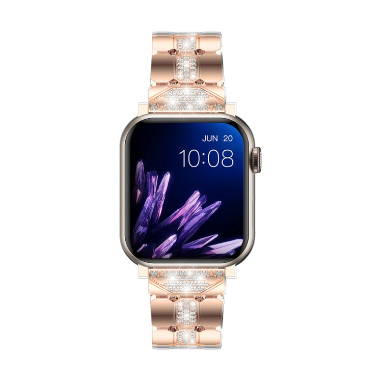 Diamond Metal Watch Band For Apple Watch Ultra 49mm(Rose Gold) - Watch Bands by PMC Jewellery | Online Shopping South Africa | PMC Jewellery