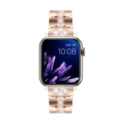 Diamond Metal Watch Band For Apple Watch 7 41mm(Rose Gold) - Watch Bands by PMC Jewellery | Online Shopping South Africa | PMC Jewellery