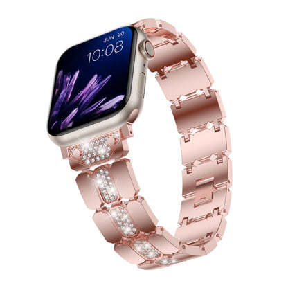 Diamond Metal Watch Band For Apple Watch 6 44mm(Pink) - Watch Bands by PMC Jewellery | Online Shopping South Africa | PMC Jewellery