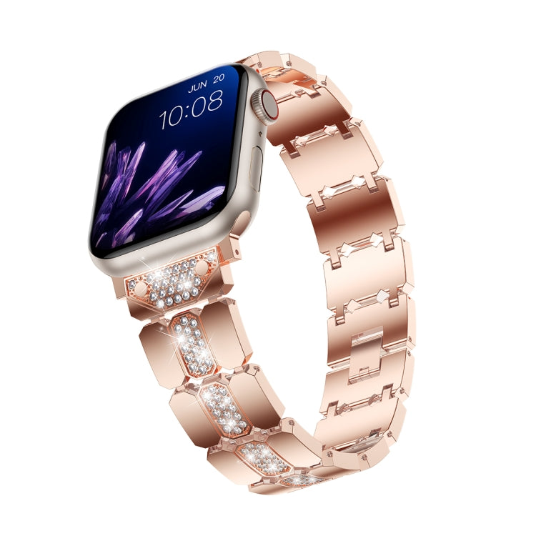 Diamond Metal Watch Band For Apple Watch 5 44mm(Rose Gold) - Watch Bands by PMC Jewellery | Online Shopping South Africa | PMC Jewellery