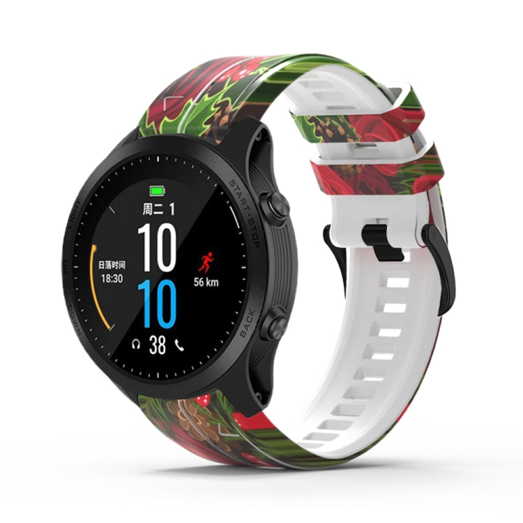 For Garmin Forerunner 965 / 955 / 945 / 935 Printing Quick Release Silicone Watch Band(Rose Flower) - Watch Bands by PMC TechLife | Online Shopping South Africa | PMC TechLife