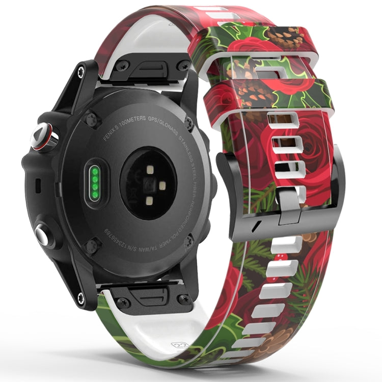 For Garmin Forerunner 965 / 955 / 945 / 935 Printing Quick Release Silicone Watch Band(Rose Flower) - Watch Bands by PMC TechLife | Online Shopping South Africa | PMC TechLife
