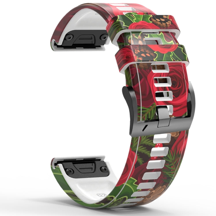 For Garmin Forerunner 965 / 955 / 945 / 935 Printing Quick Release Silicone Watch Band(Rose Flower) - Watch Bands by PMC TechLife | Online Shopping South Africa | PMC TechLife