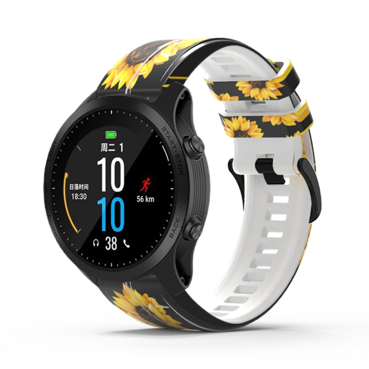 For Garmin Forerunner 965 / 955 / 945 / 935 Printing Quick Release Silicone Watch Band(Sunflower) - Watch Bands by PMC TechLife | Online Shopping South Africa | PMC TechLife