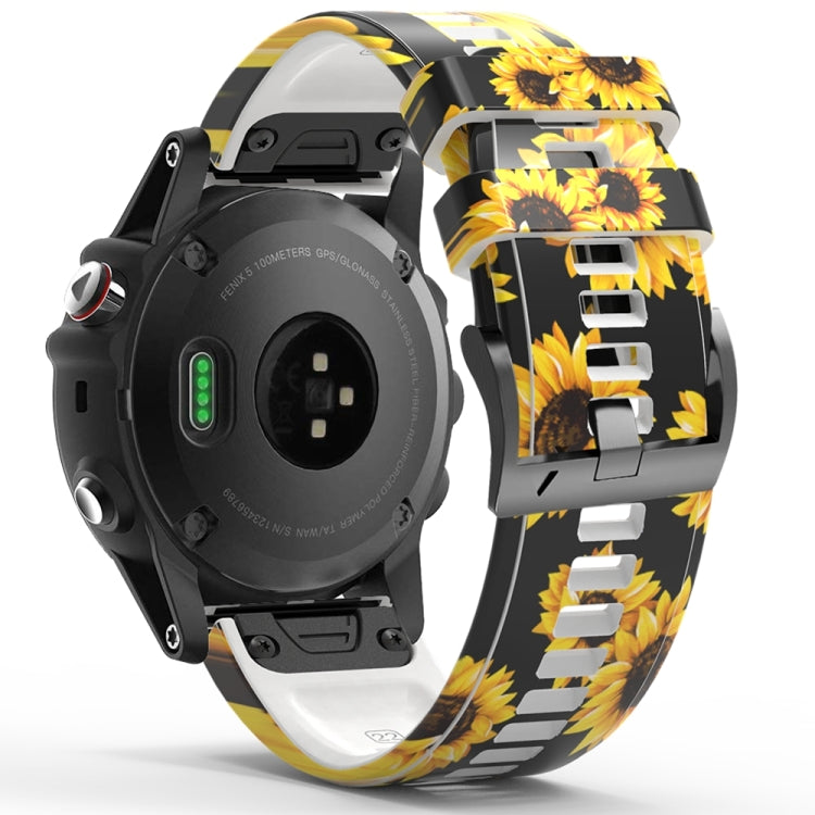 For Garmin Forerunner 965 / 955 / 945 / 935 Printing Quick Release Silicone Watch Band(Sunflower) - Watch Bands by PMC TechLife | Online Shopping South Africa | PMC TechLife