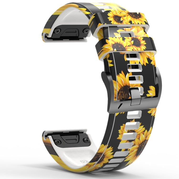 For Garmin Forerunner 965 / 955 / 945 / 935 Printing Quick Release Silicone Watch Band(Sunflower) - Watch Bands by PMC TechLife | Online Shopping South Africa | PMC TechLife