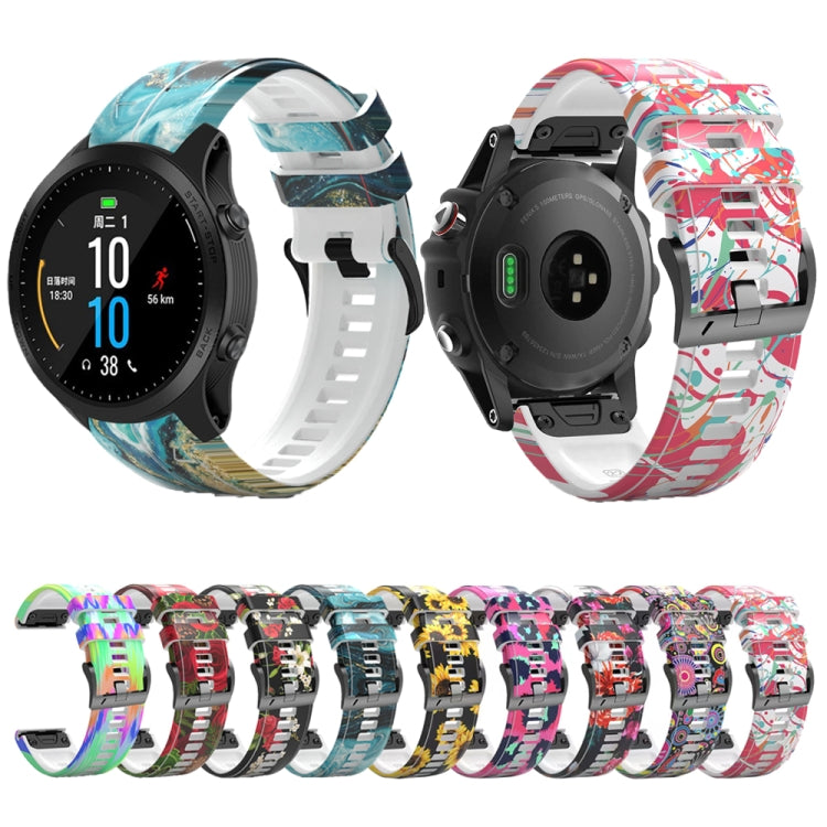 For Garmin Forerunner 965 / 955 / 945 / 935 Printing Quick Release Silicone Watch Band(Peacock) - Watch Bands by PMC TechLife | Online Shopping South Africa | PMC TechLife