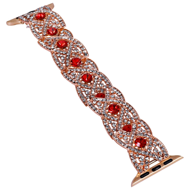 Diamonds Twist Metal Watch Band For Apple Watch Ultra 49mm(Rose Gold Red) - Watch Bands by PMC Jewellery | Online Shopping South Africa | PMC Jewellery