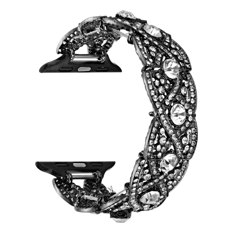 Diamonds Twist Metal Watch Band For Apple Watch 8 45mm(Black) - Watch Bands by PMC TechLife | Online Shopping South Africa | PMC TechLife